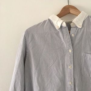 Muji Pinstripe Button Up (Blue and White)